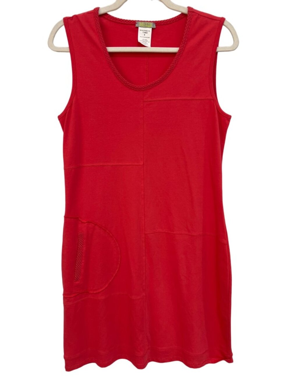 Dolcezza Sleeveless Shift Dress Small Knee Length Red Cotton Holiday Bodycon